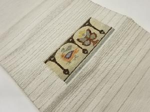 四角に変わり花鳥・横段模様織出し名古屋帯